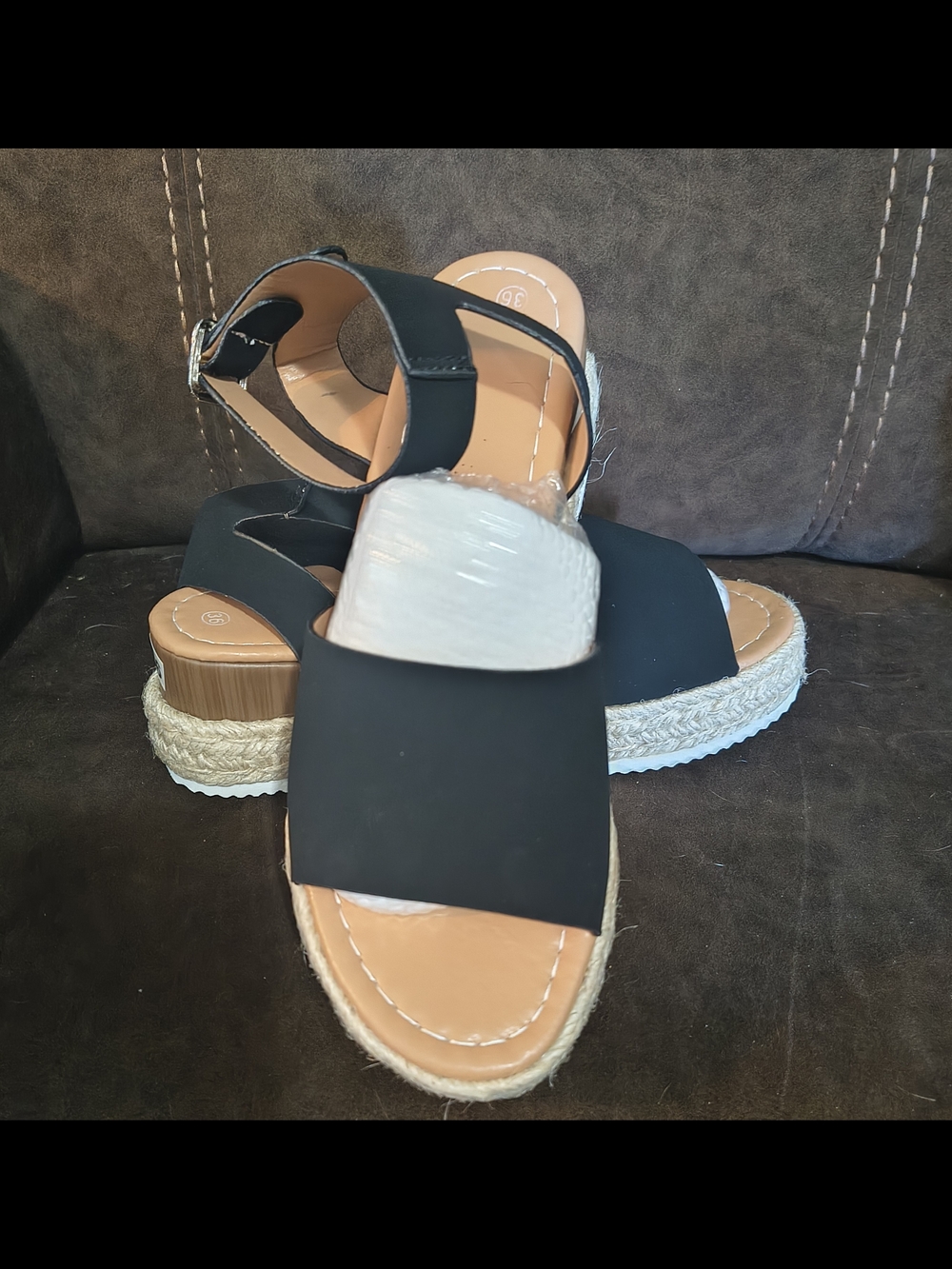 Women's Black Espadrille Platform Sandals